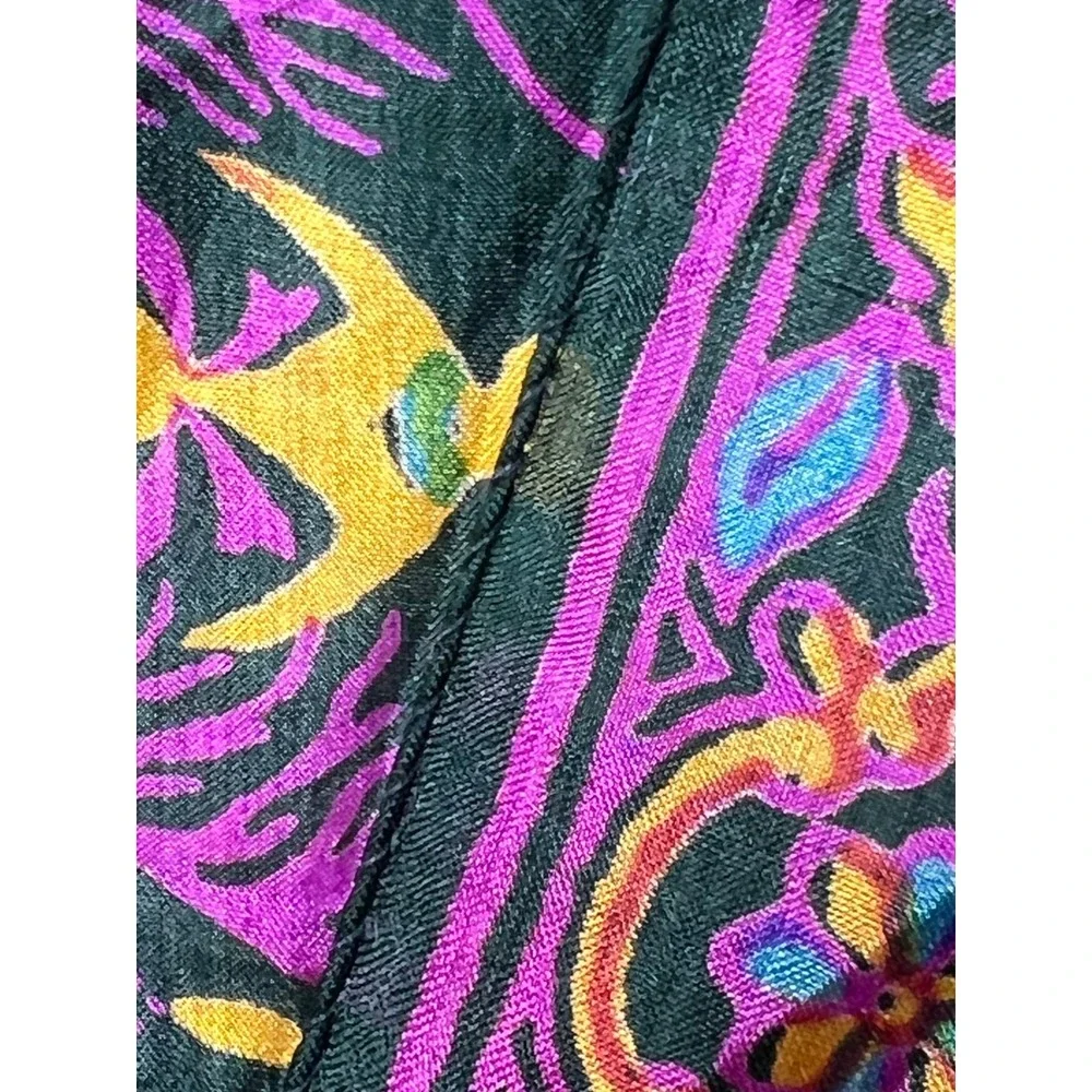 Unbranded Womens Scarf Psychedelic Fish Floral OS Green Magenta Boho Rectangular